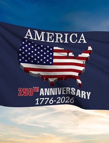  250-årsjubileumsflagga 3x5 fot Amerika 1776-2026 Amerikansk karta 250-årsjubileum Patriotiska stjärnor Trädgårdsskyltar Festtillbehör Hängande Dekor För Rum Hus Välkommen Fotobakgrund