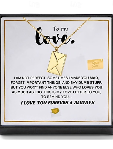  Para meu colar de amor, presente de Natal para casal, joias românticas com caixa de cartão de mensagem, presente de aniversário, presente de dia dos namorados para namorada, namorado, marido, esposa