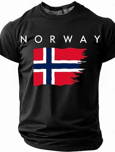  Ανδρικά Σημαία Νορβηγία Μπλουζάκι Κοντομάνικο Κοντομάνικη μπλούζα 3D εκτύπωση Στρογγυλή Ψηλή Λαιμόκοψη Πουκάμισο Στυλ δρόμου Πάρτι Γενέθλια Δρόμος Μαύρο Θαλασσί Πράσινο του τριφυλλιού Καλοκαίρι Άνοιξη