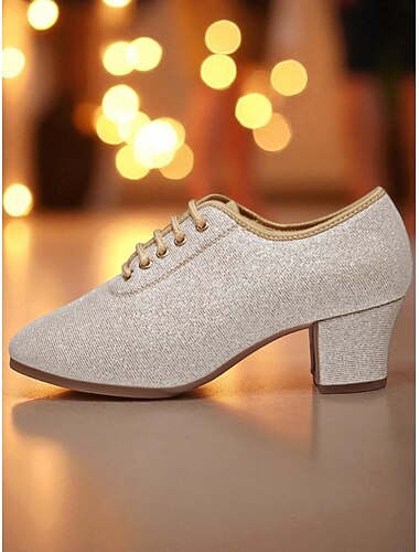  glitter veterschoenen voor dames - glinsterende lage hak professionele oefen- en performanceschoenen