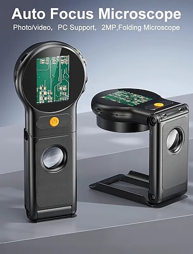  מיקרוסקופ דיגיטלי נייד ידני עם הגדלה של פי 500 עד פי 1000, פוקוס אוטומטי, סוללה כפולה/תאימות לחשמל באמצעות USB, כלי בדיקה רב תכליתי נייד