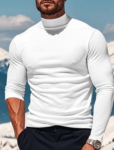  Miesten T-paita Pitkähihainen paita Pilkakilpikaulus Pitkähihainen Poolokaulus Paksukauluksinen Talvi 봄 & Syksy Yhtenäinen väri Päivittäin Vapaa-aika Katutyyli Korkeakaluksinen Perus Muodollinen