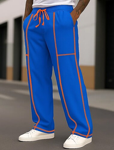  Men's Sweatpants Wide Leg Sweatpants Athletic Pants Trousers Open Bottom Sweatpants Drawstring Elastic Waist Plain Moisture Wicking Breathable Full Length Sports Outdoor Casual Daily Vacation Fashion