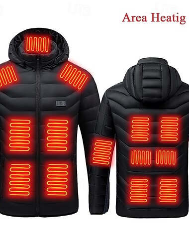  Da uomo Giacca imbottita Giacca riscaldata Casuale Calore Termico Con cappuccio Inverno Sportivo Con Cappuccio Regolare Nero Giacca