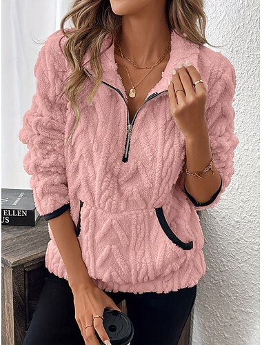  Damen Pullover Sweatshirt Lässig Langarm Rundhalsausschnitt Normale Oberteile Weiß Rosa Wein Blau Purpur Sommer Herbst Winter