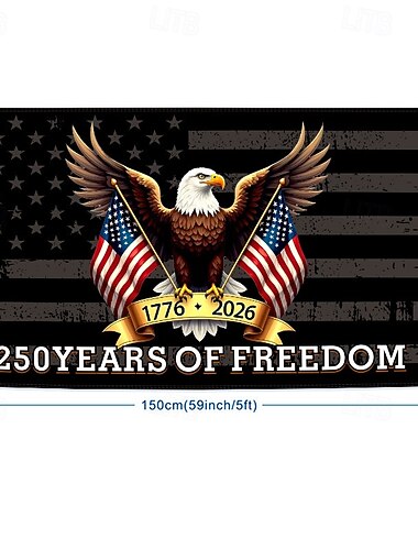  علم الذكرى السنوية الـ 250 للولايات المتحدة الأمريكية 1776-2026، مقاس 3×5 أقدام، لافتة زينة خارجية وطنية أمريكية للفناء أو الحديقة أو المنزل أو احتفالات يوم الاستقلال