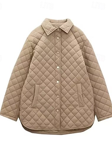  Mujer Chaqueta acolchada Chaqueta casual Cómodo Transpirable Bolsillo Botones Casual Plano Vacaciones Calle Casual Ropa Cotidiana Botonadura Simple Corto Cuello Vuelto Holgado Manga Larga Ropa de