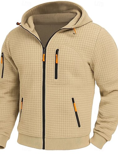  Pánské Kapuce Mikina s kapucí na zip Vaflové mikiny s kapucí Fleecová mikina Taktická mikina s kapucí Černá Námořnická modř Khaki Světle šedá Kapuce Bez vzoru Zip Sporty a outdoor Ležérní Denní Šik