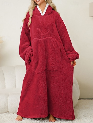  Női Lounge-ruházat Hálóing Kezezlábas pizsamák Flanel Meleg Divat Gyümölcs Zseb Otthon Hosszú ujj Terített nyak Rubin Khakizöld Sötétkék Szürke Ősz Tél Szabott