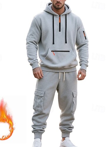  Per uomo Tuta da Ginnastica Set di abiti Set di felpe con cappuccio Felpa con Cappuccio All'aperto Quotidiano Sportivo Coulisse Tasca Mezza cerniera Semplice Nero Bianco Blu marino Poliestere In pile