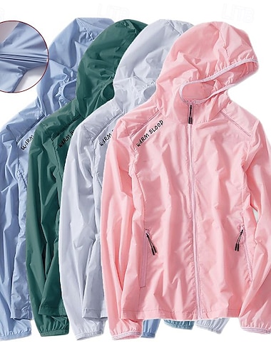 Jaqueta de caminhada à prova d'água feminina upf 50+ uv proteção solar com capuz com capuz manga longa pesca de corrida jaqueta de caminhada blusão de verão ao ar livre à prova de vento ultra leve   Jaqueta de caminhada à prova d'água feminina upf 50+ uv proteção solar com capuz com capuz manga longa pesca de corrida jaqueta de caminhada blusão de verão ao ar livre à prova de vento ultra leve