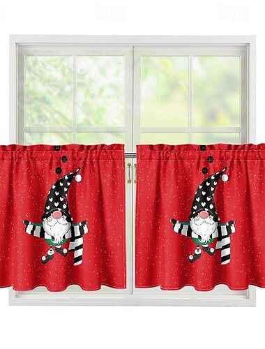  Julegardiner i stoff, europeiske vindusgardiner for soverom og stue, solskjerm, dør- og vindusdeler, gulvlangt vindusgardin