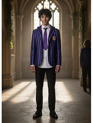  Costume di fantasia Uniforme scolastica Accademia oscura Orrore gotico Gotico Orrore Costume Spaventoso Adulti Per uomo Halloween Carnevale Feste Performance Vestirsi