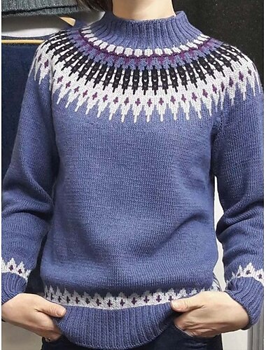  Per donna Maglione Fair Isle Maglione Elegante Vintage Streetwear Geometrico A Coste Girocollo Floreale Manica Lunga Top Regolari Maglia Scuola All'aperto Casa Bianco Rosso Primavera Autunno