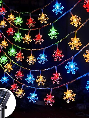  ηλιακά φώτα νιφάδας χιονιού 100/200leds εξωτερικού χώρου αδιάβροχα φώτα γιρλάντας χριστουγεννιάτικα φώτα νεράιδας κήπου πρωτοχρονιά γάμος πάρτι διακοπές 8 λειτουργίες φωτισμού κάμπινγκ διακοσμητικά