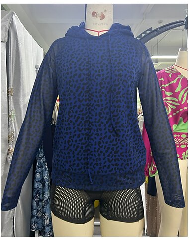  Damskie Bluza z kapturem Granatowy Długi rękaw Top Damskie stroje golfowe Odzież Stroje Noś odzież