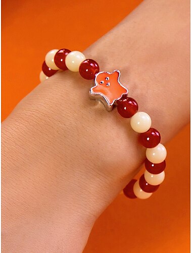  Women's Halloween Glow in the Dark Beaded Bracelet, Cute Ghost Pumpkin Elastic Jewelry for Costume Parties and Festivals