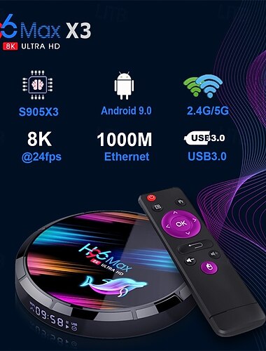  Android 9.0 TV Box H96MAX S905X3 Bluetooth 4.0 4K Display digitale 4K Supporto H.265 Cortex A55 4GB 128GB 64GB 32GB