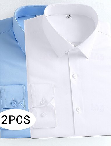  Homme Chemise Chemise habillée Chemise sans repassage Chemise Boutonnée Uni Formel Mariage Vin+Bleu Noir + blanc Blanc + Bleu Orange / noir manche longue Revers Printemps & Automne Toutes saisons