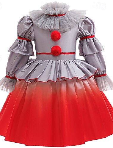  Mekot Hieno puku Pelle Pennywise Pelottava puku Lasten Tyttöjen Halloween Karnevaali Juhla Suoritus Pukeudu