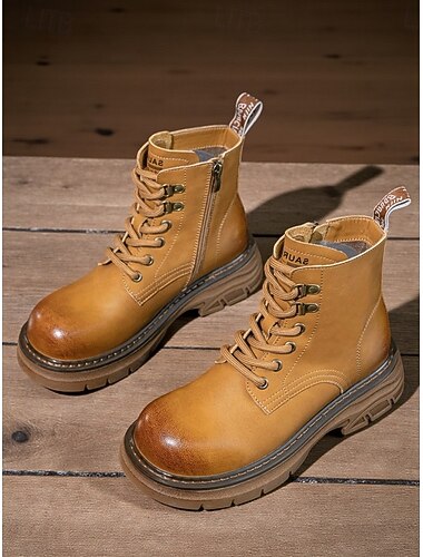  Dames outdoor veterschoenen met zijrits en dikke antislipzool - casual wandel- en werkkleding in combatstijl voor herfst en winter