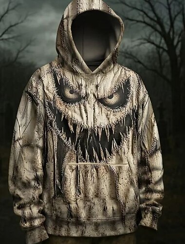  Halloween Homens Gráfico Monstro Moletom Moda Diário Com Capuz Férias Festa Streetwear Bege Estampado Outono Inverno Designer