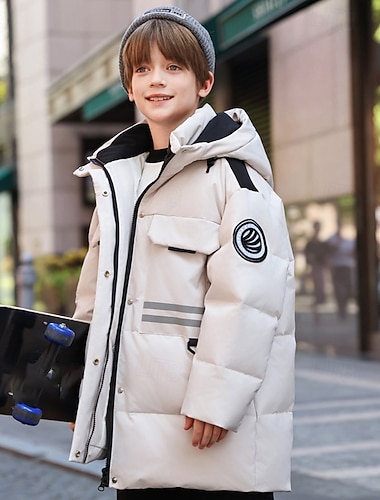 Děti Unisex Péřová bunda Venkovní bunda Puffer Jacket Svrchní oděvy Pevná barva Dlouhý rukáv Zahřívací Větruodolné Kabát Venkovní Denní Základní Černá Béžová Podzim Zima 4 roky +   Děti Unisex Péřová bunda Venkovní bunda Puffer Jacket Svrchní oděvy Pevná barva Dlouhý rukáv Zahřívací Větruodolné Kabát Venkovní Denní Základní Černá Béžová Podzim Zima 4 roky +