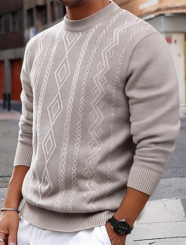  Per uomo Maglione Maglione a maglia A Coste Maglia Top Regolari Lavorato a maglia Pile Semplice Girocollo Moda Essenziale Vacanza Abbigliamento quotidiano Abbigliamento Autunno Inverno Vinaccia Nero