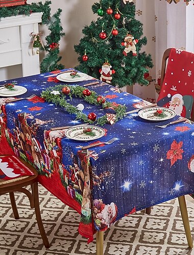  שולחן חג המולד בסגנון אמריקאי כיסוי שולחן לארוחות עם עיצוב עץ חג המולד קישוט שולחן חגיגי לארועים בבית ובחדר אוכל בעונה