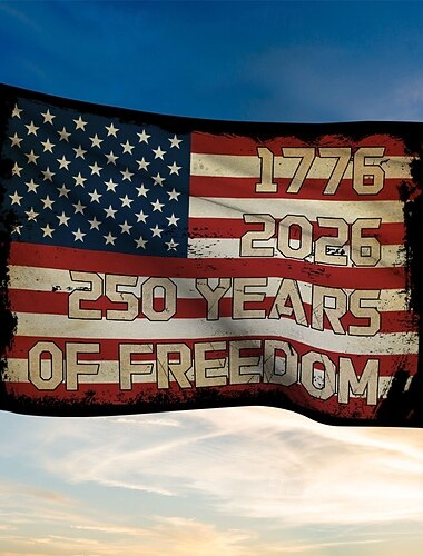  250-årsjubileumsflagga 3x5 fot Amerika 1776-2026 Amerikansk karta 250-årsjubileum Patriotiska stjärnor Trädgårdsskyltar Festtillbehör Hängande Dekor För Rum Hus Välkommen Fotobakgrund