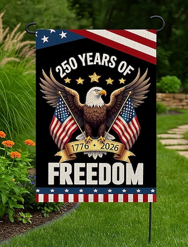 علم حديقة الذكرى السنوية الـ 250 للولايات المتحدة الأمريكية 1776-2026، لافتة عيد ميلاد وطنية أمريكية خارجية للفناء أو الحديقة أو الشرفة أو ديكور يوم الاستقلال