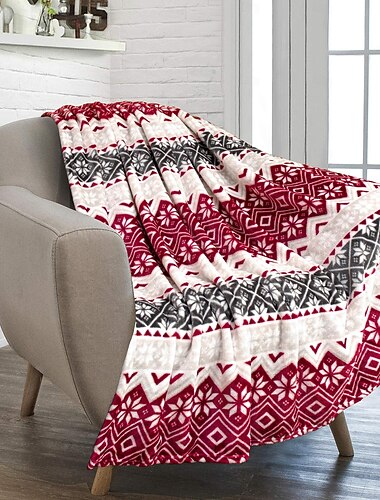  χριστουγεννιάτικες διακοπές τάρανδοι &φανελένια κουβέρτα σε σχήμα νιφάδας χιονιού, ζεστό ριχτάρι καναπέ, υπνάκο &κάλυμμα φλις για κοιτώνα, άνετη κουβέρτα κλιματισμού