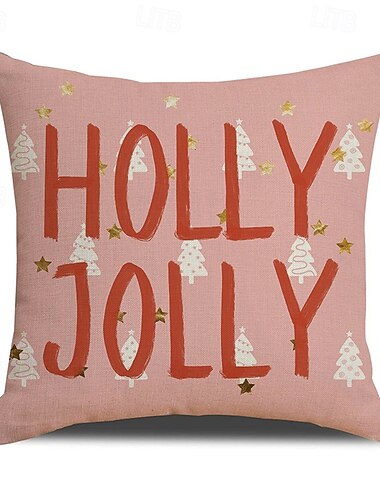  forró karácsonyi párnahuzat-szett, rózsaszín hóember mintás dekoratív vászon kanapépárnák, tartós &foltálló, nappali ünnepi díszpárnák