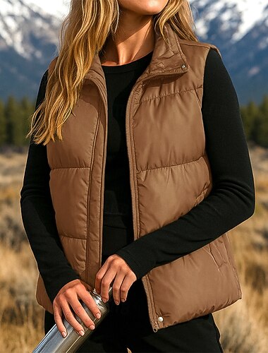 Mulheres Colete de Trilha Colete Puffer Sem Manga Colete Ao ar livre Térmico / Quente Inverno Zíper Poliéster Branco Café Cinzento Caça Pesca Alpinismo   Mulheres Colete de Trilha Colete Puffer Sem Manga Colete Ao ar livre Térmico / Quente Inverno Zíper Poliéster Branco Café Cinzento Caça Pesca Alpinismo