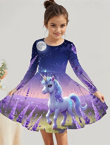 Девушки ' 3D единорогом Платье Длинный рукав Лето Весна Отпуск Повседневные Праздники Принцесса Красивый Милая Дети 4-12 лет Повседневное платье Платье A-силуэта До колена Стандартный   Девушки ' 3D единорогом Платье Длинный рукав Лето Весна Отпуск Повседневные Праздники Принцесса Красивый Милая Дети 4-12 лет Повседневное платье Платье A-силуэта До колена Стандартный