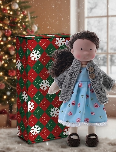  Håndlaget waldorfdukke til babyjente med koselige klær - 11,8 tommers myk plysjdukke med gaveeske for småbarn, ideell julegave til jenter og barn