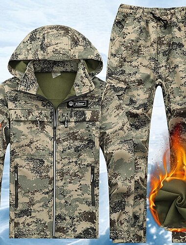  Męskie Kurtka turystyczna Kurtka polarowa Kurtka puchowa Zestaw termiczny Zima Na wolnym powietrzu Kamuflaż Keep Warm Wodoodporny Odporność na wiatr Top Czarny Zielony Khaki