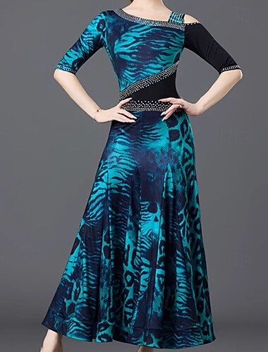  Gesellschaftstanz Kleid Kristalle / Strasssteine Damen Leistung Alltagskleidung Halbarm Kristallbaumwolle