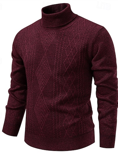 Per uomo Maglione Maglione a maglia A Coste Maglia Top Regolari Lavorato a maglia Semplice Dolcevita Moda Essenziale Vacanza Abbigliamento quotidiano Abbigliamento Autunno Inverno Vinaccia Nero S M L