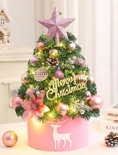  Bord juletre 45 cm med lys lite bord juletre med lys kunstige juledekorasjoner skrivebord barnrom kontor hjemmedekor jule