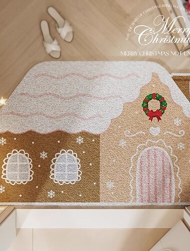  Jule dørmatte amerikansk stil skitt-resistent mykt og sklisikkert maskinvaskbart teppe PVC rullbord inngangsmatte kutte-til-størrelse utendørs støvfjernings gulvmatte