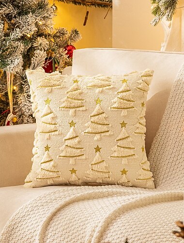  Wyhaftowana poszewka na poduszkę na Boże Narodzenie z kolorowymi światłami vintage amerykański styl poszewki na poduszkę na sofę dekoracyjna poszewka na poduszkę do salonu