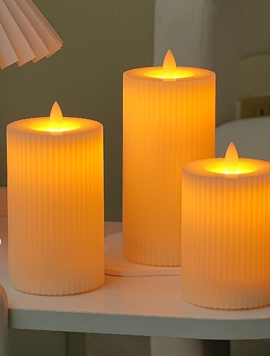 3 st 15/12,5/10 cm jul, halloween, nyårsfest randig kugghjulsformad LED elektronisk simulering gungljus aaa-batteri skrivbordsprydnadslampa dekorativ ljus   3 st 15/12,5/10 cm jul, halloween, nyårsfest randig kugghjulsformad LED elektronisk simulering gungljus aaa-batteri skrivbordsprydnadslampa dekorativ ljus