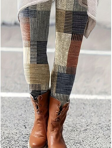  Per donna Pantaloni Eleganti Leggings Leggings comodi Vacanza Vintage Streetwear Lunghezza intera Naturale Grafico Geometrico Patchwork Coulisse Patchwork Elastico in vita Comodo All'aperto