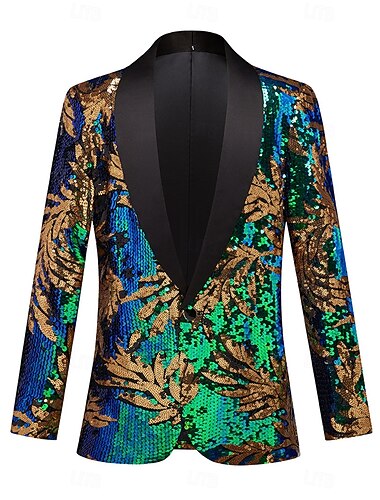  Herren Blazerjacke Schalkragen Party Blumen Blazer Mehrfarbig Figurbetonter Schnitt Einreihig Ein-Knopf