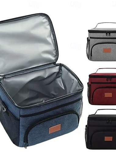  Isolert matveske med stor kapasitet – tote &Kjølebag for piknik, kontor, skole, campus, reise, gjenbrukbar termisk lunsjboks med tykk folie, lett, crossbody-design