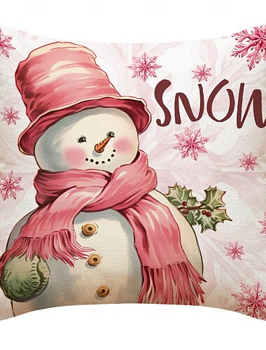  pinkit poro-joulutyynynpäälliset, pellavaiset kirjainkuvioiset koristeelliset koristetyynyt, juhlava sohva &olohuoneen koristetyynyt