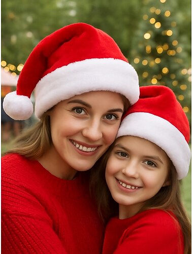  Kerstmuts voor dames en kinderen - zacht fluweel met pluchen rand, perfect voor feestdagen en familiefeesten