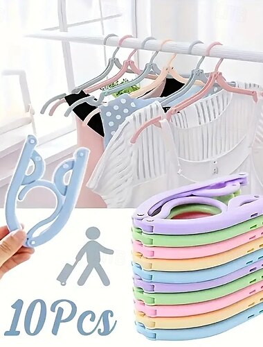  10/20 Pack Portable Folding Travel Hangers, Mixed Colors – Space-Saving Durable Plastic Clothes Hangers for Home, Retail Store & Travel Use