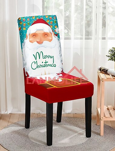  Digital trykk jule stoltrekk full elastisk høyrygget trekk spisebordstoler europeisk stil ferie dekor stretchy jule stoltrekk festlig spisestue
